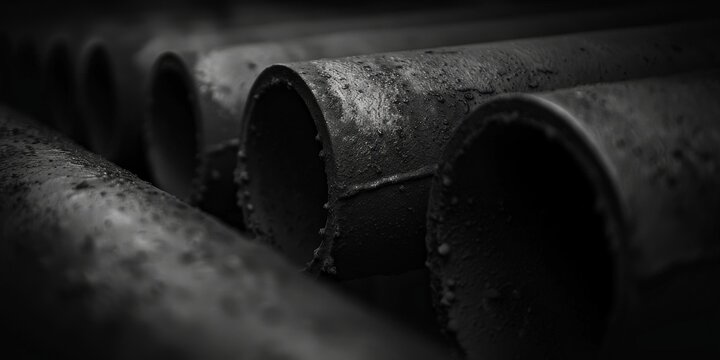 Industrial pipes network in black and white