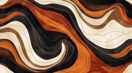 Abstract drawing of VelvetVortex swirling with a Phoenix rising, in dark brown, burnt sienna, and cream, against a minimal background, representing transformation.