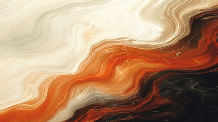 Abstract artwork depicting a swirling VelvetVortex with a Phoenix rising, in dark chestnut brown, burnt sienna, & soft cream against negative space. Minimalist design with raw style. - obrazy, fototapety, plakaty