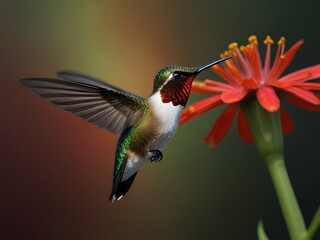 Ruby-Throated Hummingbird with a Spark Imagine a tiny hummingbird hovering near a vibrant red flower.
