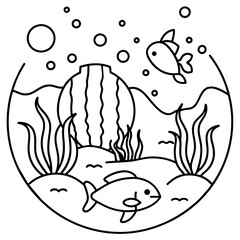     whimsical underwater world vector illustration.
