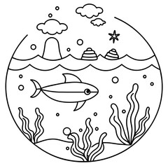     whimsical underwater world vector illustration.
