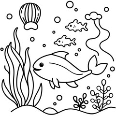     whimsical underwater world vector illustration.
