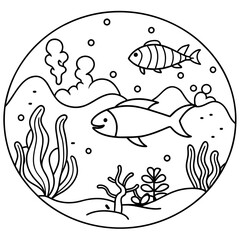     whimsical underwater world vector illustration.
