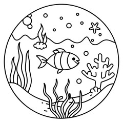     whimsical underwater world vector illustration.
