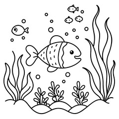     whimsical underwater world vector illustration.

