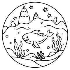 Fototapeta premium whimsical underwater world vector illustration. 