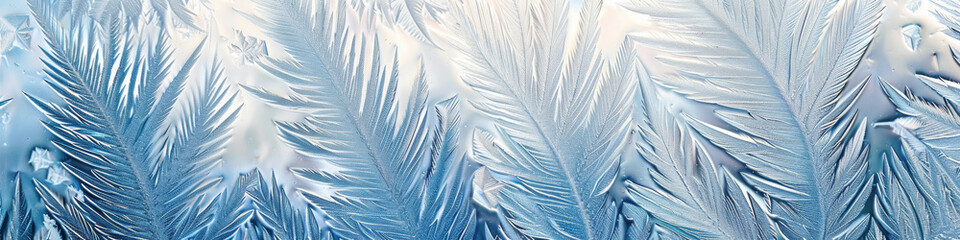 Fototapeta na wymiar Winter Frost Patterns on Glass: A Mesmerizing Natural Ice Texture