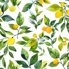 Petite watercolor citrus leaves, seamless, zesty light freshness s. Seamless Pattern, Fabric Pattern, Tumbler Wrap, Mug Wrap.