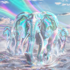 War elephants, towering and terrifying, broke through ranks, their might an aweinspiring force of nature, closeup - obrazy, fototapety, plakaty