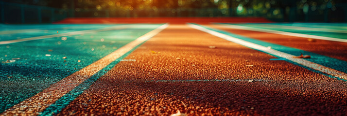 Sunset Glow on a Vibrant Outdoor Running Track