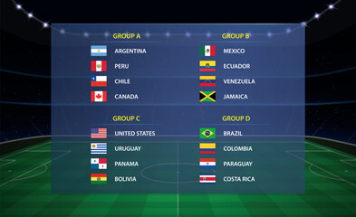 American tournament 2024 all groups. Soccer cup broadcast graphic template. - 783699745