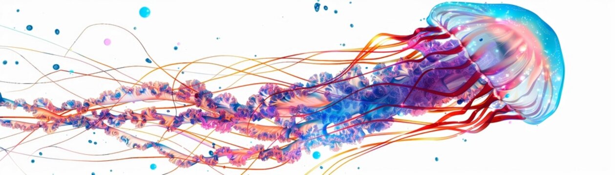 Jellyfish deepsea anatomy, bioluminescent vector art, ocean depth anatomy, white background