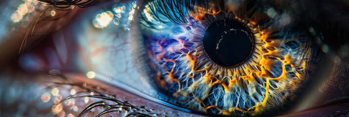 Vivid Macro Shot of Human Eye with Natural Highlights