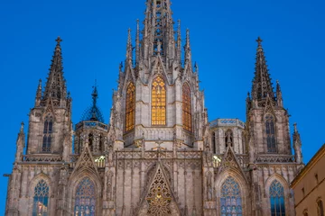 Fototapeten Barcelona, Spain: The Cathedral of the Holy Cross and Saint Eulalia, in the evening light © Olaf