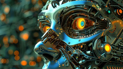 Magazine-style visual essay on the convergence of artificial intelligence, machine learning, and business innovation, with a focus on futuristic technologies