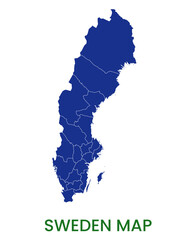 High detailed map of Sweden. Outline map of Sweden. Europe