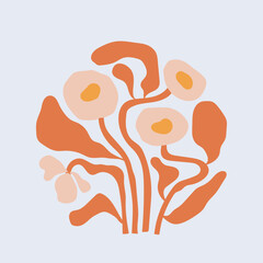 vibrant and abstract poster featuring daisy flowers in a groovy, trippy, and funky style