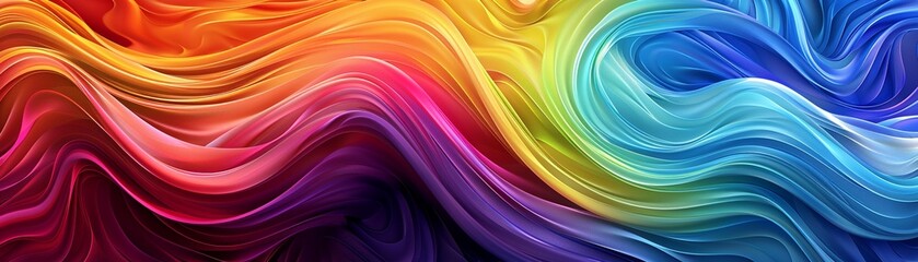 Naklejka premium Colorful abstract digital art with flowing wave patterns in rainbow hues