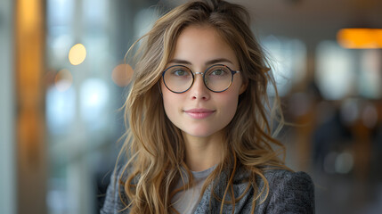 Obraz premium Graceful Young Blonde with a Subtle Smile, Generative AI