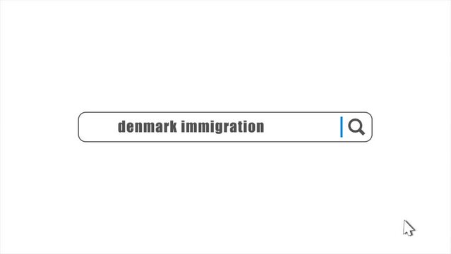 Denmark Immigration in Search Animation. Internet Browser Searching