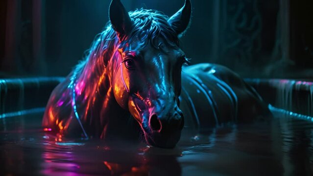 水に浸かる馬,Generative AI 