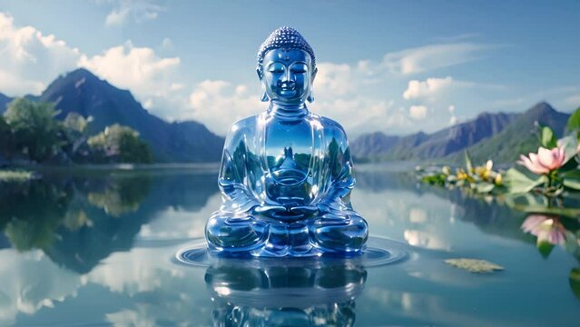 透き通る青い仏陀像,Generative AI 