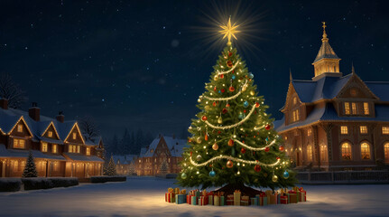 Merry Christmas and happy new year concept, Close up, Elegant Christmas tree.generative.ai