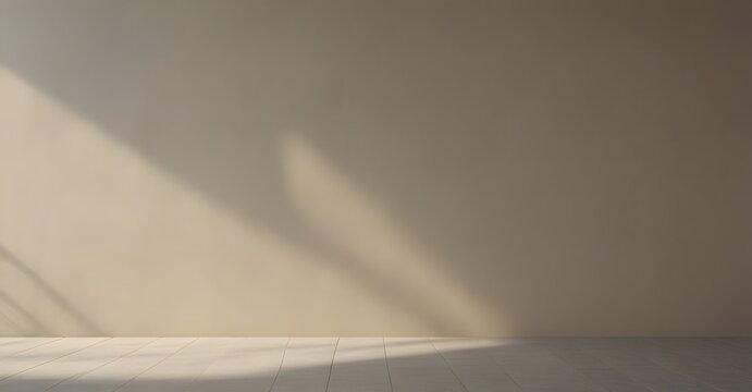 Minimal simple cream, beige background with light and shadow for design or product presentation