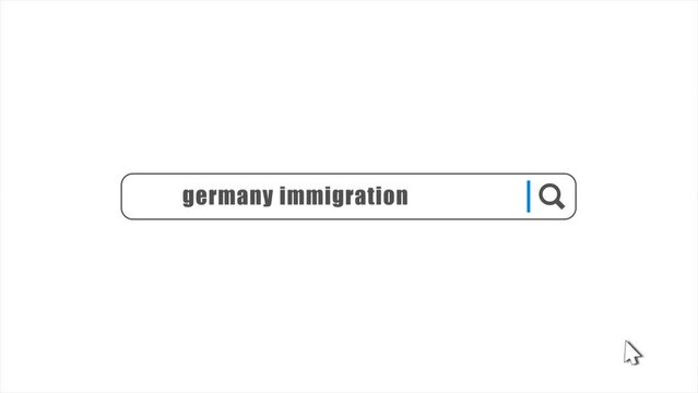 Germany Immigration in Search Animation. Internet Browser Searching