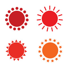 Set of sun icons collection on white background