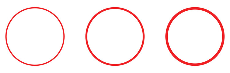 Set of hand drawn red circles and ovals. Highlight circle frames. Ellipses in doodle style. Vector illustration isolated on white background. Vector illustration. Eps file 326.