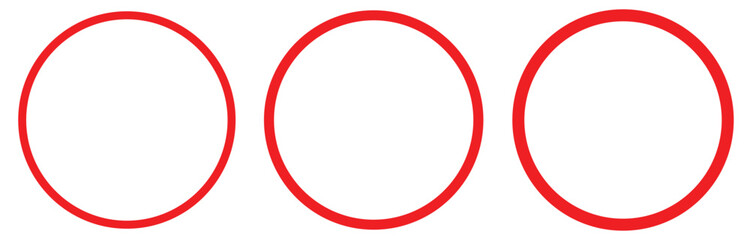 Set of hand drawn red circles and ovals. Highlight circle frames. Ellipses in doodle style. Vector illustration isolated on white background. Vector illustration. Eps file 327.