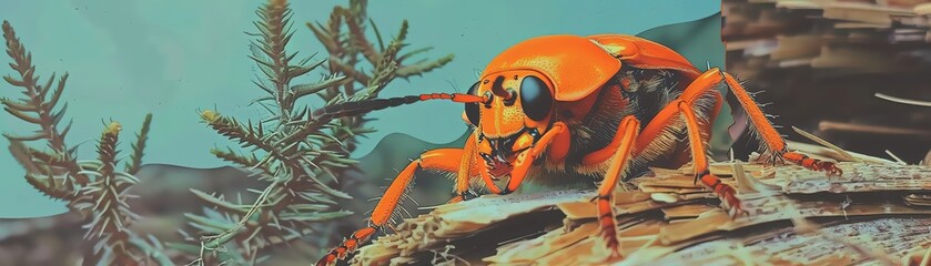 Observing insects in their armor, one cant help but admire their miniature fortitude, closeup - obrazy, fototapety, plakaty
