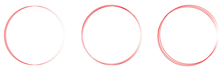 Set of hand drawn red circles and ovals. Highlight circle frames. Ellipses in doodle style. Vector illustration isolated on white background. Vector illustration. Eps file 331.
