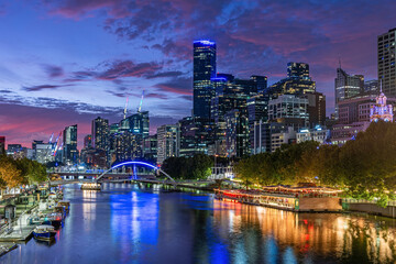 Spectacular sunset over the Melbourne skyline, Australia