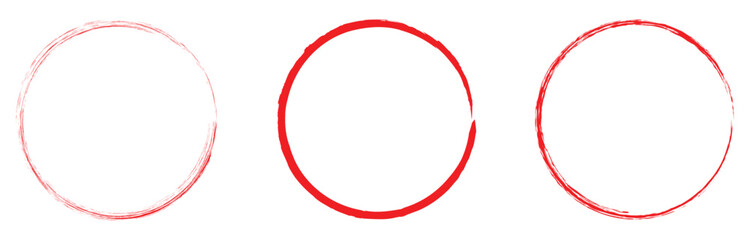 Red circle line hand drawn set. Highlight hand drawing circle isolated on white background. Round handwritten circle. For marking text, note, mark icon, vector. Vector illustration. Eps file 334.