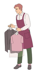 hotel staff male  character, laundry service
