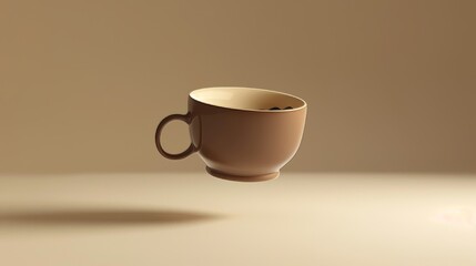 A delightful 3d rendered flying cup of coffee   AI generated illustration
