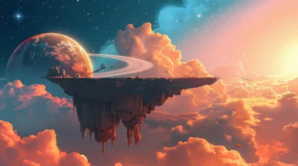  A delightful isolated flying planet   AI generated illustration © ArtStage