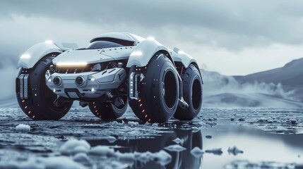 A futuristic vehicle in a 3d render  AI generated illustration - obrazy, fototapety, plakaty