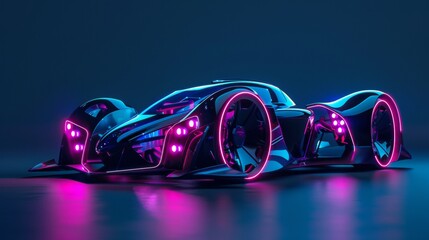 A futuristic supercar with holographic accents in a 3d style  AI generated illustration