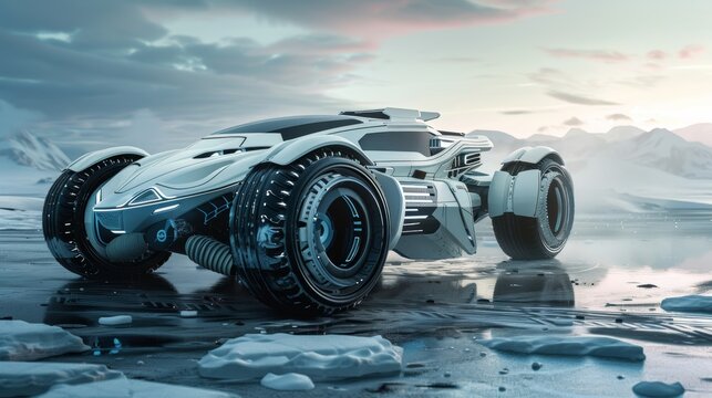 A futuristic vehicle in a 3d render   AI generated illustration
