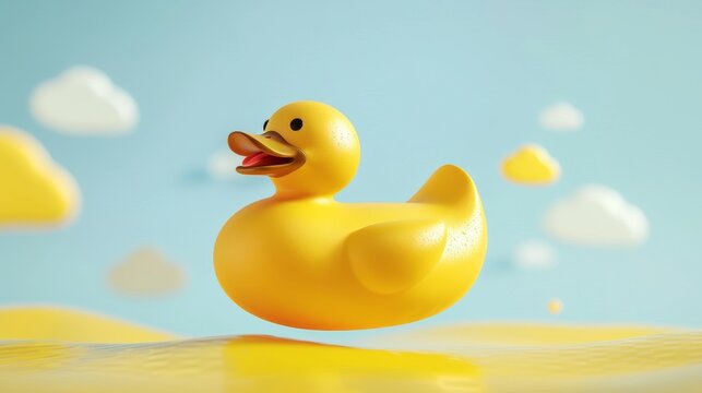 A playful isolated flying rubber duck   AI generated illustration