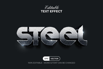 Steel Text Effect Silver Style. Editable Text Effect.