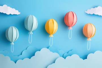 Lightweight Air balloons paper cut mountains. Festival balloon. Generate Ai - 783721362