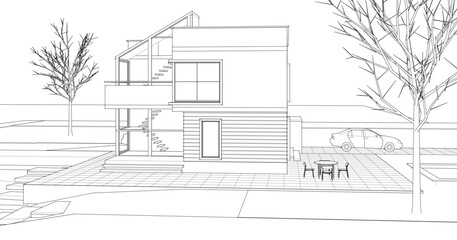 modern house residential architecture 3d