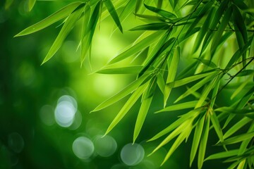 Exotic Bamboo leaves background. Nature asia. Generate AI