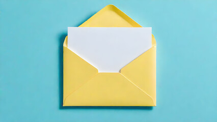 yellow envelope isolated on blue background