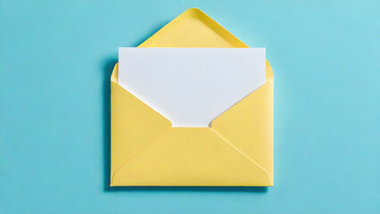 yellow envelope isolated on blue background